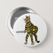 Badge Rond 7,6 Cm Chat guerrier (Devant & derrière)