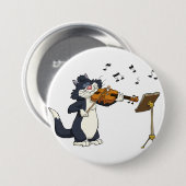Badge Rond 7,6 Cm Chat jouant le violon (Devant & derrière)
