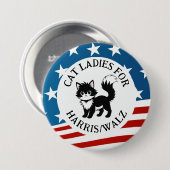 Badge Rond 7,6 Cm Chat Ladies for Harris/Walz Design (Devant & derrière)