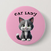 BADGE ROND 7,6 CM CHAT LADY (Devant)