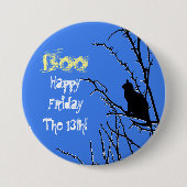 Badge Rond 7,6 Cm Chat Noir En Haut D'Un Arbre (Devant)