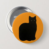 Badge Rond 7,6 Cm Chat noir Kitten Animaux Secourus Noir Maureen Gir (Devant & derrière)