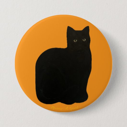 Badge Rond 7,6 Cm Chat noir Kitten Animaux Secourus Noir Maureen Gir (Devant)