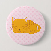 Badge Rond 7,6 Cm Chat Tabby Orange Dormant (Devant)
