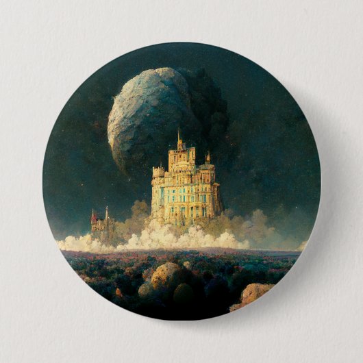 Badge Rond 7,6 Cm Château Aux Bords Du Monde Imaginaire Sci-Fi (Devant)
