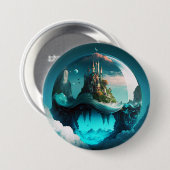 Badge Rond 7,6 Cm Château Dans Crystal Ball (Devant & derrière)