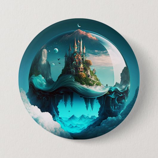 Badge Rond 7,6 Cm Château Dans Crystal Ball (Devant)