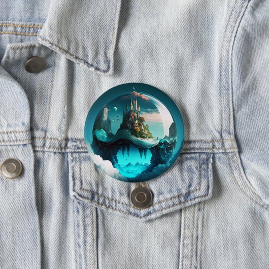 Badge Rond 7,6 Cm Château Dans Crystal Ball (En situation)