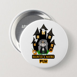 Badge Rond 7,6 Cm Château de Dracula Halloween mignon