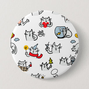 Badge Rond 7,6 Cm Chats amusants, lait et magie.