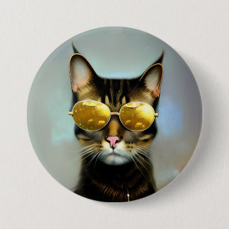 Badge Rond 7,6 Cm Chats cool pour personnes élégantes