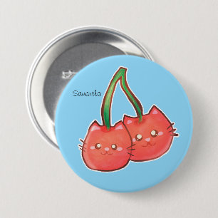 Badge Rond 7,6 Cm Chats de fruits de cerise