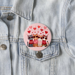 Badge Rond 7,6 Cm Chats de la Saint-Valentin mignons en lunettes de