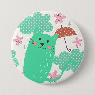 Badge Rond 7,6 Cm Chats en pluie