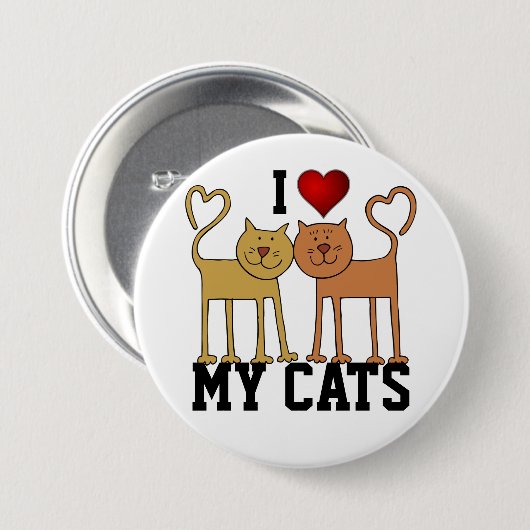 Badge Rond 7,6 Cm Chats : J'aime mes chats (Devant & derrière)