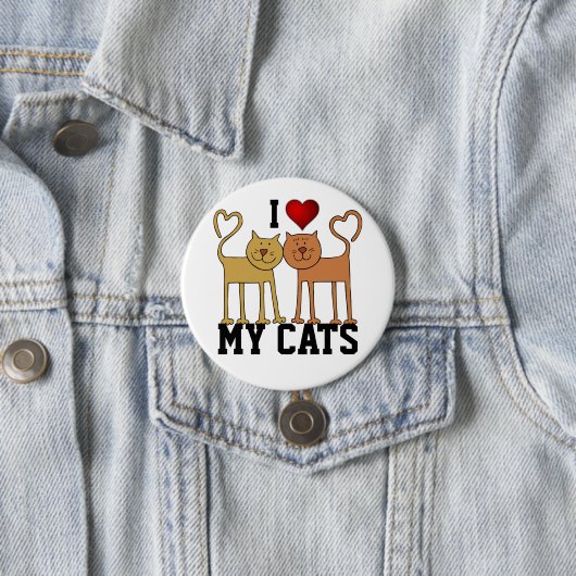 Badge Rond 7,6 Cm Chats : J'aime mes chats (En situation)