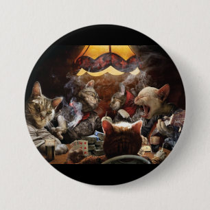 Badge Rond 7,6 Cm Chats jouant au poker