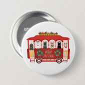 Badge Rond 7,6 Cm Chats Noël Trolly Meowy Noël (Devant & derrière)