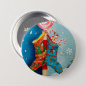 Badge Rond 7,6 Cm Chaussettes de Noël (Devant & derrière)