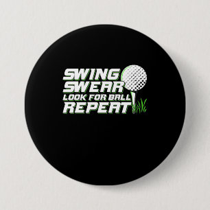 Badge Rond 7,6 Cm Chaussure De Golfeur Chercher La Boule