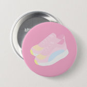 Badge Rond 7,6 Cm Chaussures de course roses (Devant & derrière)