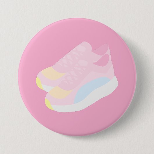 Badge Rond 7,6 Cm Chaussures de course roses (Devant)