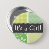 Badge Rond 7,6 Cm Checkered Light Green and Yellow (Devant & derrière)