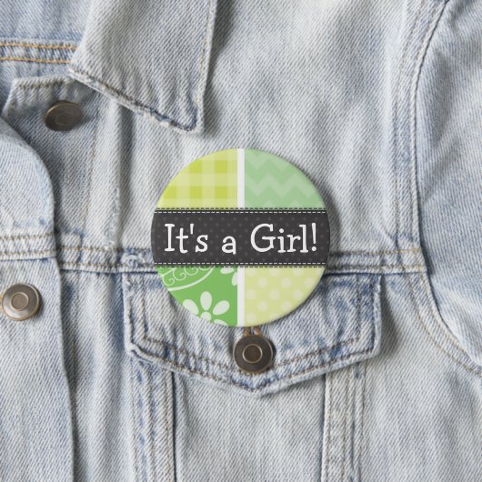 Badge Rond 7,6 Cm Checkered Light Green and Yellow (En situation)