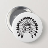 Badge Rond 7,6 Cm Chef indien du crâne (Devant & derrière)