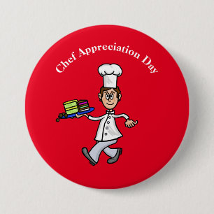Badge Rond 7,6 Cm Chef pâtissier masculin ou Bouton Baker