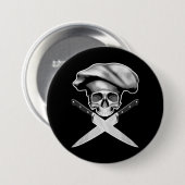 Badge Rond 7,6 Cm Chef Skull n Knives (Devant & derrière)
