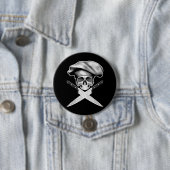 Badge Rond 7,6 Cm Chef Skull n Knives (En situation)