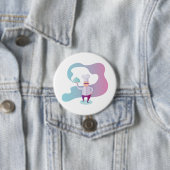 Badge Rond 7,6 Cm Chef souriant avec Moustache et plateau de service (En situation)