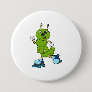 Badge Rond 7,6 Cm Chenille sur patinage en ligne avec des patins à r