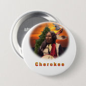 Badge Rond 7,6 Cm Cherokee Indian (Devant & derrière)