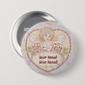 Badge Rond 7,6 Cm Cherub Angel Heart (Devant & derrière)