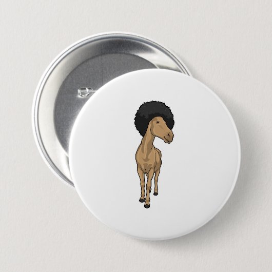 Badge Rond 7,6 Cm Cheval Afro (Devant & derrière)