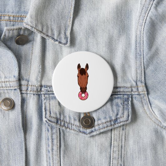 Badge Rond 7,6 Cm Cheval avec beigne (En situation)