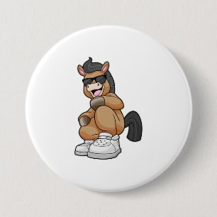 Badge Rond 7,6 Cm Cheval avec de grandes chaussures