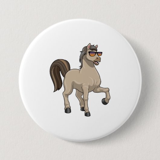 Badge Rond 7,6 Cm Cheval avec lunettes de soleil (Devant)