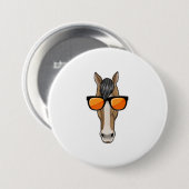 Badge Rond 7,6 Cm Cheval avec lunettes de soleil (Devant & derrière)
