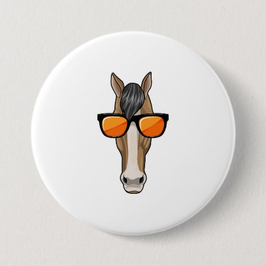 Badge Rond 7,6 Cm Cheval avec lunettes de soleil (Devant)