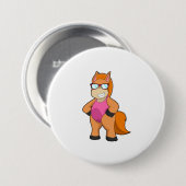 Badge Rond 7,6 Cm Cheval avec lunettes de soleil (Devant & derrière)