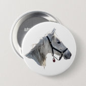 Badge Rond 7,6 Cm Cheval blanc (Devant & derrière)