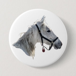Badge Rond 7,6 Cm Cheval blanc
