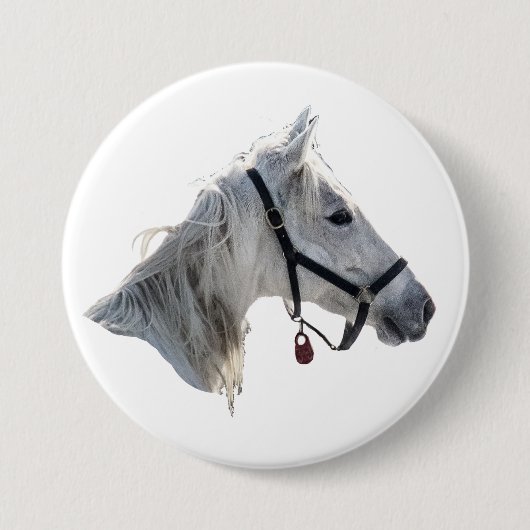Badge Rond 7,6 Cm Cheval blanc (Devant)