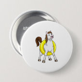 Badge Rond 7,6 Cm Cheval comme nageur avec Lifebouy (Devant & derrière)