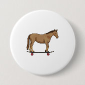 Badge Rond 7,6 Cm Cheval comme patineur sur skateboard (Devant)