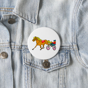 Badge Rond 7,6 Cm Cheval de trot et conducteur