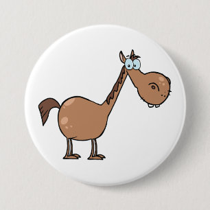 Badge Rond 7,6 Cm Cheval Dérisoire Brun Drôle Étalon
